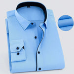 Men’s Long-Sleeve Button-Up Shirt with Textured Weave
