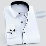 Men’s Long-Sleeve Button-Up Shirt with Textured Weave