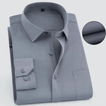 Men’s Long-Sleeve Button-Up Shirt with Textured Weave