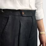 TUSCANY PLEATED COASTAL TROUSERS - Black