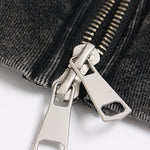 Racing Print Distressed Zipper Hoodie