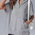 HISPER��� - Relaxed Oversized Half-Zip Summer Hoodie