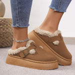 EVANTHE��� - Comfy Platform Short Ankle Buckle Fleece Boots