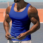 Men's Casual Sports Solid Color Crew Neck Cotton Blend Tank Top