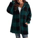 ARABELLA��� - Plaid Fleece Long Sleeve Hooded Coat