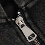 Racing Print Distressed Zipper Hoodie