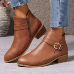 Bethany I Brown Buckle Ankle Boots