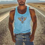 Men's Classic Casual American Retro Embroidered Knit Striped Tank Top