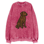 Chesapeake Bay Retriever - Brown wavy coat embroidered sitting pose - Vintage Sweatshirt