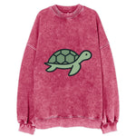 Sea Turtle - Green with shell pattern flat side profile - Vintage Sweatshirt