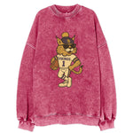 Minneapolis Lynx wearing Vikings beanie with Norse patch and wayfarer - Vintage Sweatshirt
