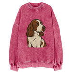 English Cocker Spaniel - Liver and white embroidered design - Vintage Sweatshirt