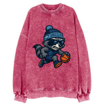 Memphis Raccoon wearing Grizzlies beanie with riverboat patch and wayfarer - Vintage Sweatshirt