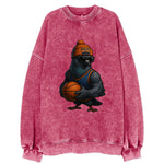 Manhattan Pigeon wearing Knicks beanie with skyline patch and wayfarer - Vintage Sweatshirt