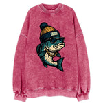 Erie Lake Trout wearing Erie beanie with - Vintage Sweatshirt