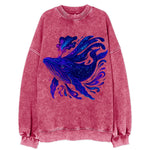 Majestic whale with body composed of galaxy clusters, stellar fins flowing - Vintage Sweatshirt