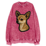 Chihuahua - Modern tiny dog logo with bo - Vintage Sweatshirt