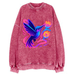 Hummingbird delivering miniature love letters tucked inside flower envelopes - Vintage Sweatshirt