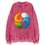 Four Elements Dance - Fire orange, water - Vintage Sweatshirt