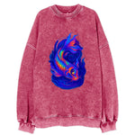Sacred koi with scales reflecting rainbow prisms, yin-yang patterns in cosmic - Vintage Sweatshirt