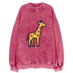 Giraffe - Yellow with brown patches flat side profile - Vintage Sweatshirt