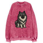 Keeshond - Gray and black spectacles embroidered design - Vintage Sweatshirt