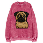 Pug - Contemporary wrinkled design with - Vintage Sweatshirt