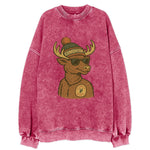 Edmonton Elk wearing Edmonton beanie with pom pom and wayfarer sunglasses - Vintage Sweatshirt