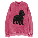 Briard - Black wavy coat embroidered herding pose - Vintage Sweatshirt