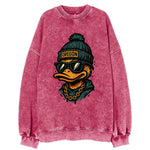 Eugene Duck wearing Oregon beanie with p - Vintage Sweatshirt