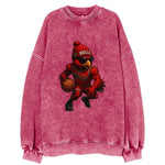 Windy City Hawk wearing Bulls beanie with six rings patch and wayfarer - Vintage Sweatshirt