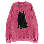 Schipperke - Solid black small embroidered sitting pose - Vintage Sweatshirt