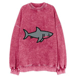 Great White Shark - Gray predator flat side profile - Vintage Sweatshirt