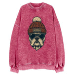 Athens Bulldog wearing Georgia beanie wi - Vintage Sweatshirt
