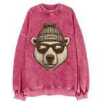 Winnipeg Polar Bear wearing Winnipeg beanie with pom pom and wayfarer - Vintage Sweatshirt