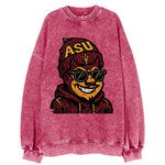Tempe Sparky wearing Arizona State beanie with fork patch - Vintage Sweatshirt
