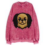 Japanese Chin - Modern flat-face logo wi - Vintage Sweatshirt