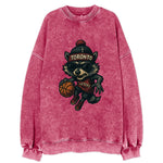 Toronto Raccoon wearing Raptors beanie with CN Tower patch and wayfarer - Vintage Sweatshirt