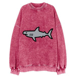 Hammerhead Shark - Gray distinctive head flat side profile - Vintage Sweatshirt