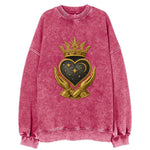 Hammered bronze warrior crown anchoring a dark steel heart with shield-bearing - Vintage Sweatshirt