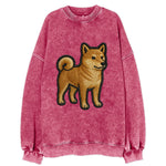 Shiba Inu - Trendy Japanese dog logo wit - Vintage Sweatshirt