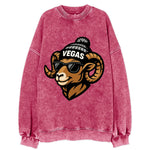 Vegas Desert Bighorn wearing Raiders silver and black beanie with pom pom and - Vintage Sweatshirt