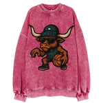 Texas Longhorn wearing Mavs beanie with lone star patch and wayfarer sunglasses - Vintage Sweatshirt