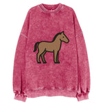 Horse - Brown standing pose flat side profile - Vintage Sweatshirt