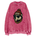 Milwaukee Badger wearing Milwaukee beanie with pom pom and wayfarer sunglasses - Vintage Sweatshirt