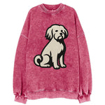 Löwchen - Little Lion Dog white embroide - Vintage Sweatshirt