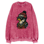 Dallas Mockingbird wearing Dallas beanie with pom pom and wayfarer sunglasses - Vintage Sweatshirt