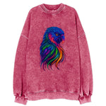 Vibrant parrot with feathers flowing into tropical rainbow streams, every - Vintage Sweatshirt