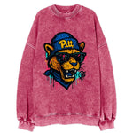 Pittsburgh Panther wearing Pitt beanie with script patch - Vintage Sweatshirt