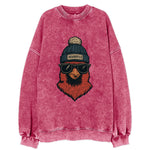 Indiana Cardinal wearing Indianapolis beanie with pom pom and wayfarer - Vintage Sweatshirt